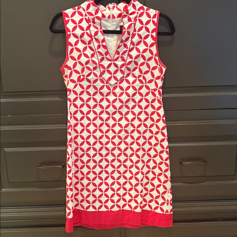 Jessica Howard Red and White Patterned tunic dress size 4 excellent condition